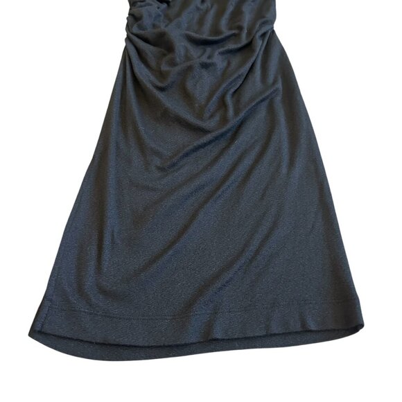 Michael Stars Black One Shoulder Dress Long Sleeve Ruched Stretch Size Large - Picture 11 of 13